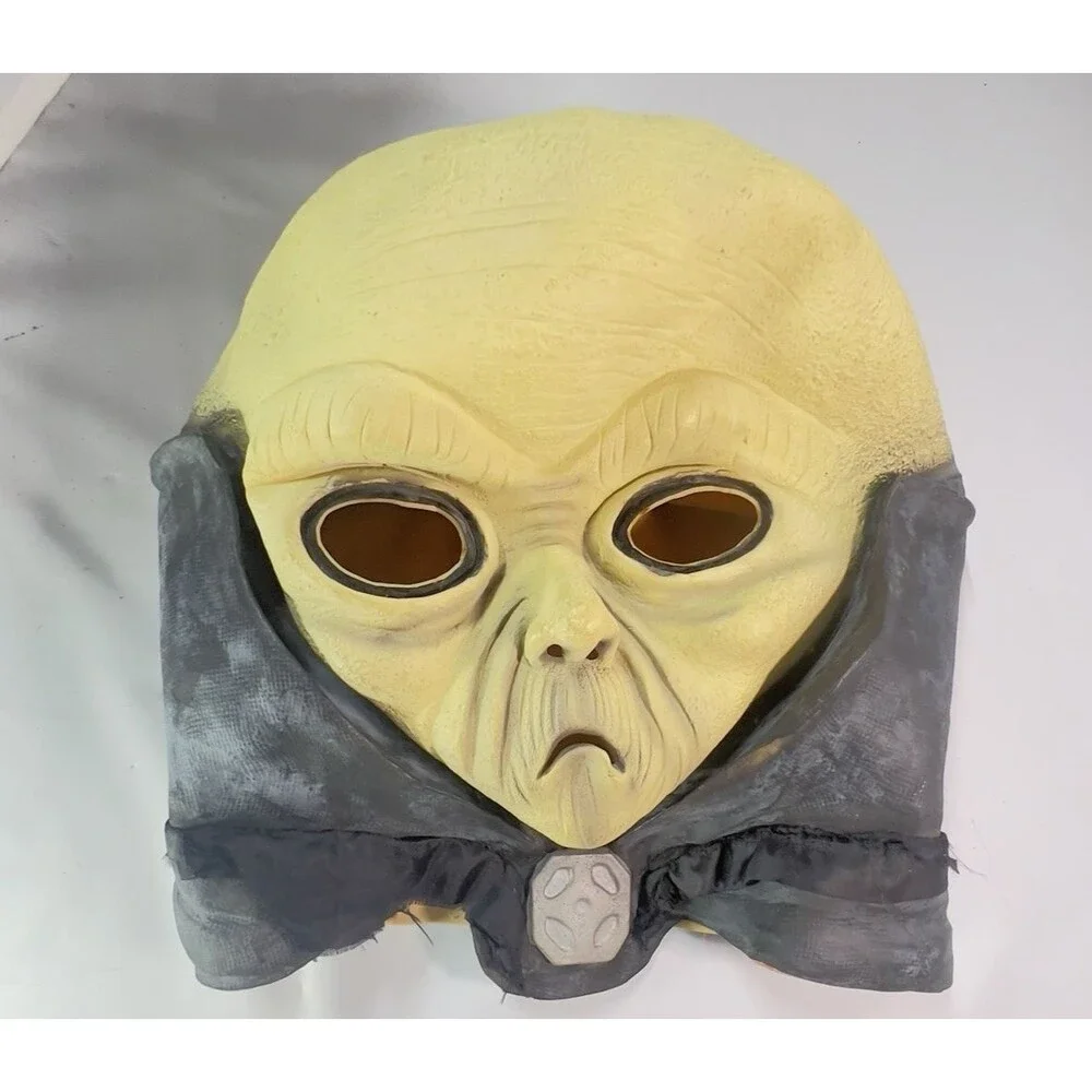 Easter Unlimited Green Space Alien Martian Full Head Latex Mask with Neck Cape